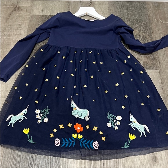 Hanna Andersson tulle and unicorn star embroidered dress size 120cm 6-7 - Picture 4 of 10